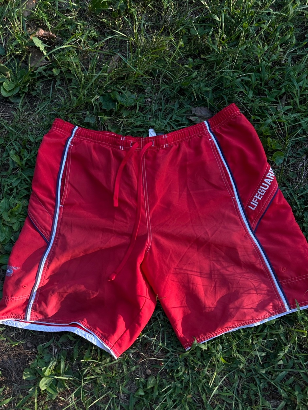 90’s Vintage Speedo Lifeguard Men's Swim Shorts L Drawstring & Inner Lining